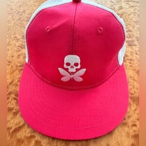 Betty Designs Pink Skull and Butterfly Hot Pink Trucker Hat NEW